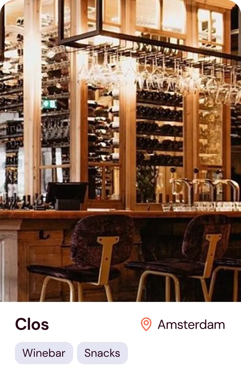 Clos winebar in Amsterdam, a Breeze partner location